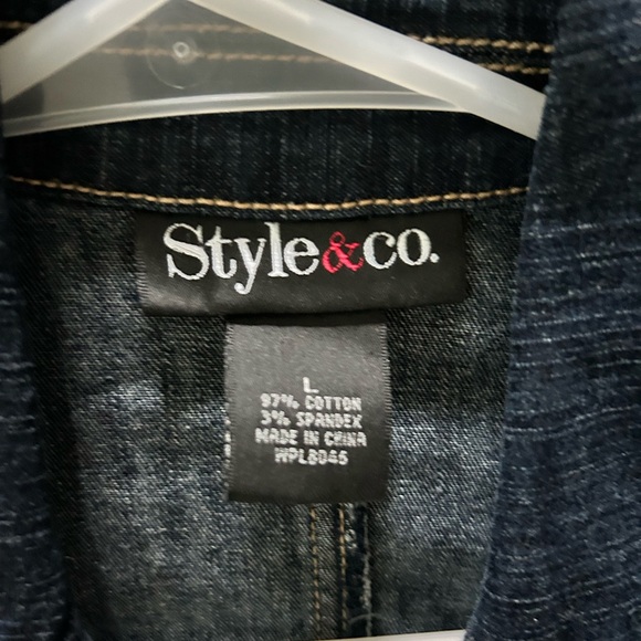 Style & Co Blue Jean Jacket with Blazer Design - Picture 2 of 4